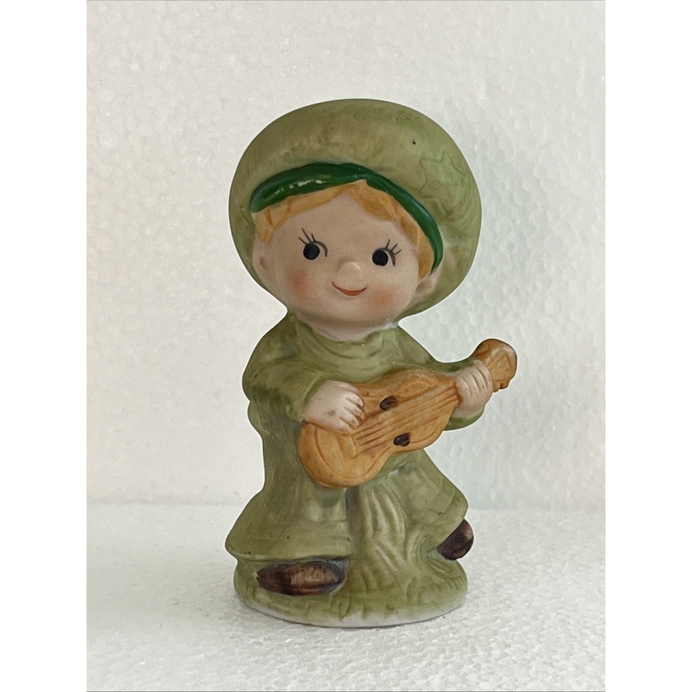 Boy W/Guitar Collectible Vintage Pomander Ceramic Figurine - Room‎ Scent Holder